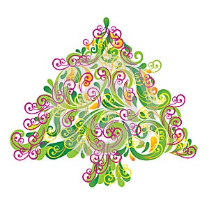 Christmas tree . Greeting card.