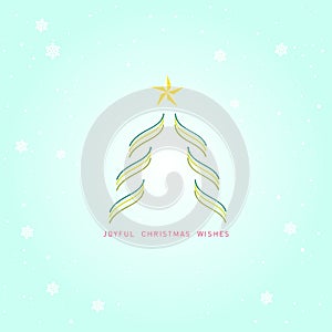 Christmas tree greeting card design Snowflake sky background