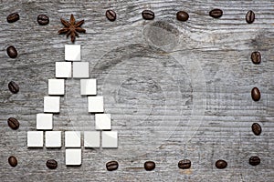Christmas tree greeting card made of sugar