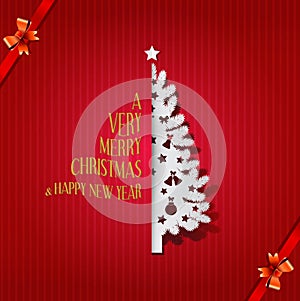 Christmas tree greeting card with merry Christmas & Happy new year, Vector & illustration