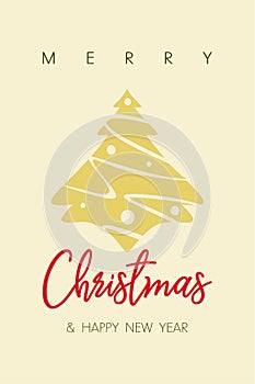 Christmas tree greeting card with Merry Christmas wishes