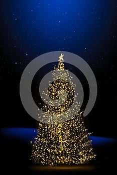 Christmas tree; Holidays tree light on winter night background