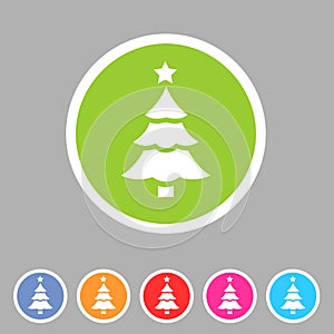 Christmas tree icon flat web sign symbol logo label