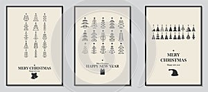 Christmas tree icons set vector. happy new year and merry christmas