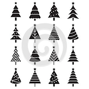 Christmas tree icons. Vector illustrations
