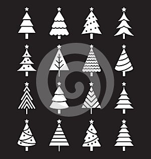 Christmas tree icons. Vector illustrations