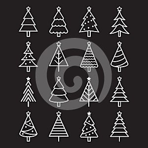 Christmas tree icons. Vector illustrations