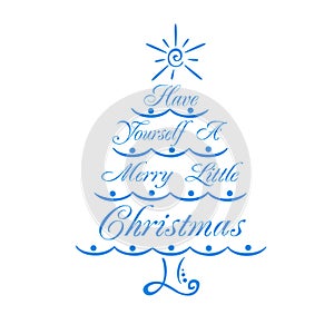 Christmas tree with the inscription Merry Christmas,a simple and cute New Year\'s concept