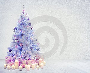 Christmas Tree Interior Room, Xmas White Wall Presents photo