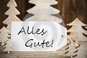 Christmas Tree, Label, Alles Gute Means Best Wishes