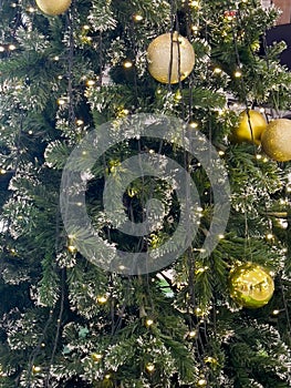 Christmas tree with light bulbs background