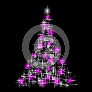Christmas tree from light vector background