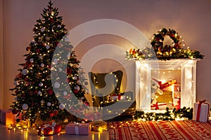 Christmas tree lights garland New Year`s Eve holiday