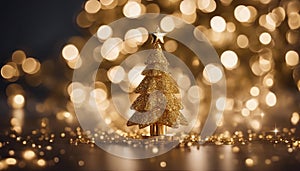 christmas tree lights A glamorous Christmas with a gold tree and defocused lights. The tree is shiny and luxurious