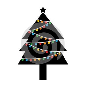 Christmas tree with lights icon