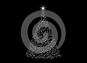 Christmas tree from lights with star design isolated on black b