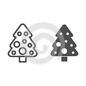 Christmas tree line and glyph icon. Fir-tree vector illustration isolated on white. Spruce outline style design