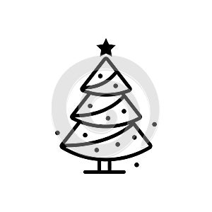 Christmas tree line icon, vector sign