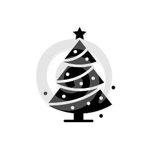 Christmas tree line icon, vector sign