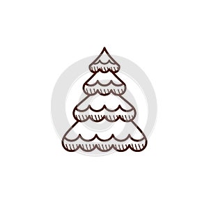 Christmas tree line icon. Vintage christmas tree