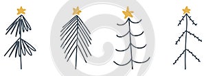 Christmas tree linear icon. Set of cute christmas tree icons. Holiday icons
