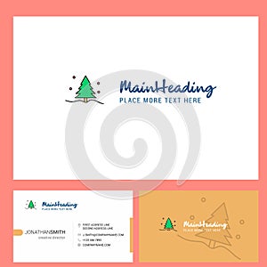 Christmas tree Logo design with Tagline & Front and Back Busienss Card Template. Vector Creative Design