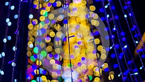 Christmas tree made with bokeh many colorful lights