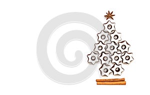 Christmas tree made from chocolate cookies and spices