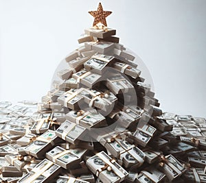 Christmas tree made of dollars