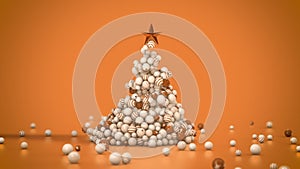 Christmas tree made of globes and star on golden background