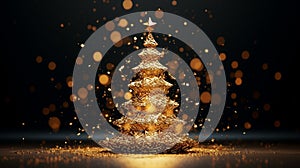 Christmas tree made with gold sparkles