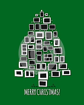 Christmas tree made from photo frames, greeting card for your design