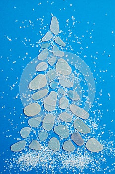 Christmas tree made of a pieces of seaglass