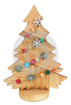 Christmas tree made from pieces of wooden pallets isolated