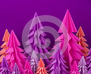Christmas tree made of pink and purple craft paper