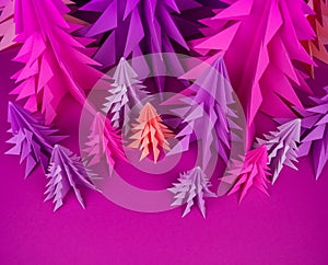 Christmas tree made of pink and purple craft paper