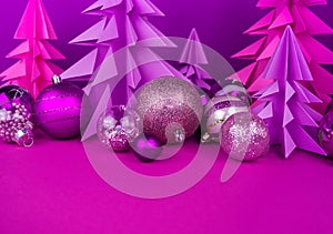 Christmas tree made of pink and purple craft paper