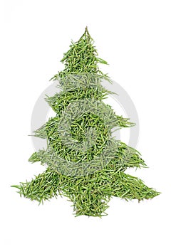 Christmas tree made of spruce needles on white