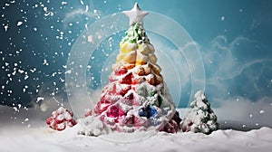 a Christmas tree made of vibrant colors