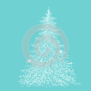 Christmas tree made of white dots. Snow needles. Happy New Year . hand drawing. Not AI, Illustrat3. Vector illustrations photo