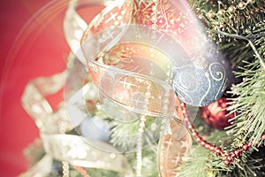 Christmas tree with magical star effect and decoration balls