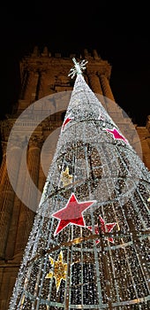 Christmas tree Malaga holiday night