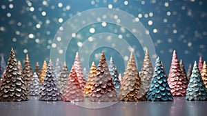 Christmas tree X\'mas holiday decoration with glitter bokeh background, ai