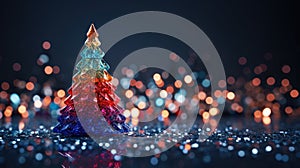 Christmas tree X\'mas holiday decoration with glitter bokeh background, ai