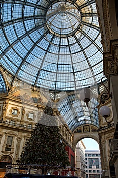 Christmas tree in Milan`s Galleria Vittorio Emanuele II