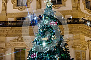 Christmas tree in Milano Piazza Duomo Galleria Vittorio Emanuele