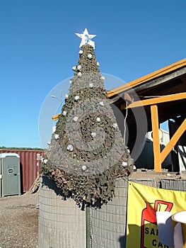 Christmas tree on a military camp in Iraq