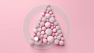 Christmas Tree Mockup flat-lay Closeup isolated on pink background. Christmas-Tree top view flat lay. Winter traditional holidays
