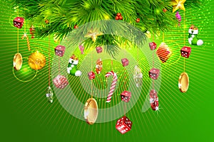 Christmas tree with money, dice and casino coins