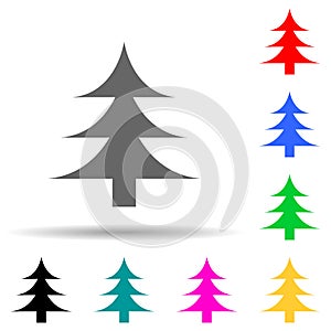 christmas tree multi color style icon. Simple thin line, outline vector of web icons for ui and ux, website or mobile application